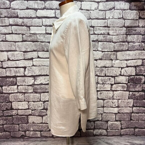 Chico's White Button Down No-Iron Blouse Size L - Picture 3 of 8